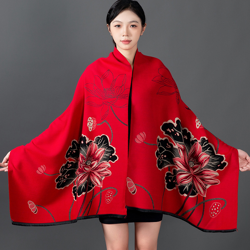 女性の冬のショールカシミヤスカーフ花柄ショールラップパシュミ - Woven Scarf Blanket のレビューと価格