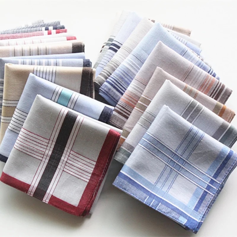 綿 100% ハンカチ チェック柄ポケットチーフ ハンカチ  - Handkerchief Cotton Men のレビューと価格