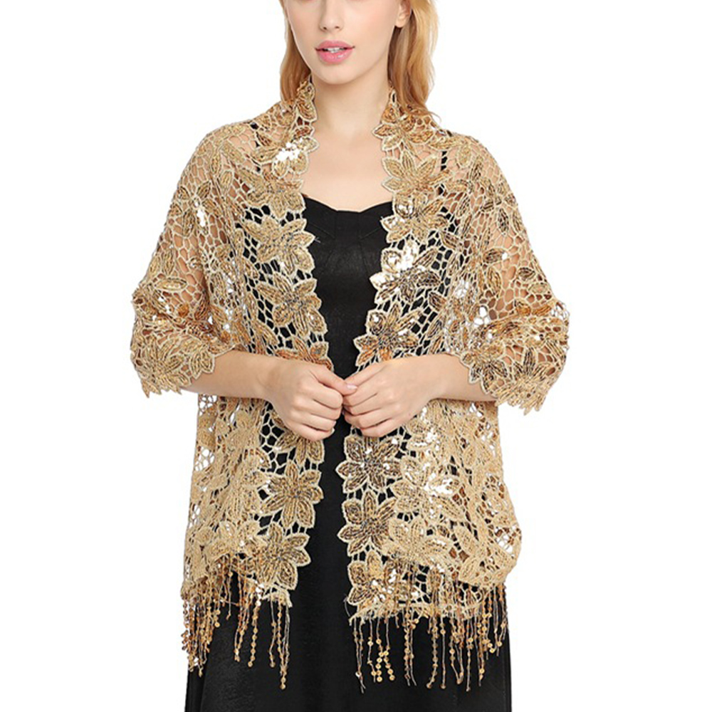 女性のためのきらびやかなレースのショール,ブライダルスカーフ - Stole Wedding Shawl のレビューと価格