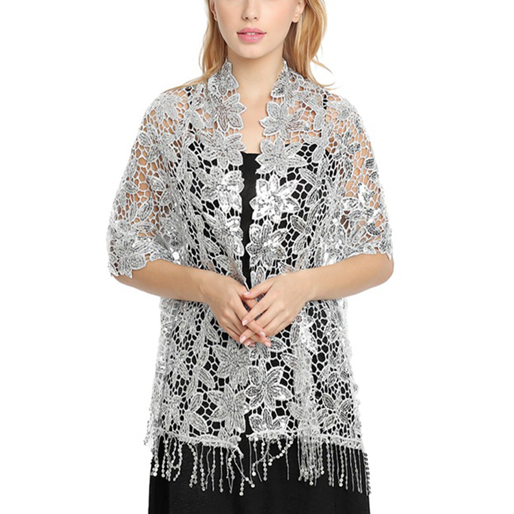 女性のためのきらびやかなレースのショール,ブライダルスカーフ - Stole Wedding Shawl のレビューと価格