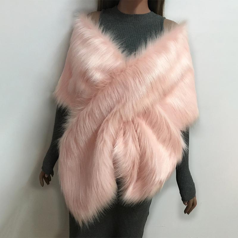 女性のためのフェイクファーロングストール,暖かいケープ,豪華 - Stole Wedding Shawl のレビューと価格