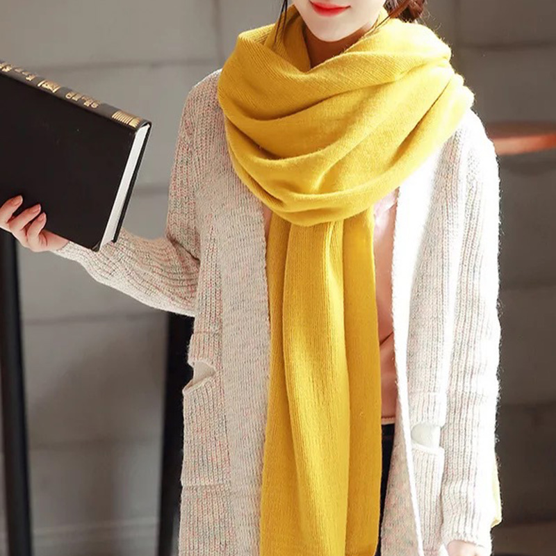 無地のイミテーションカシミヤニットスカーフ、男女兼用、多用途 - Muffler Men Wool のレビューと価格